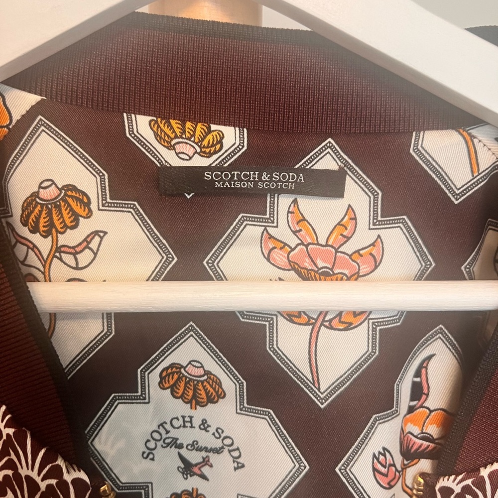 Scotch Soda Burgundy Floral Patterned Reversible Women's Bomber Jacket NWOT XL - Picture 8 of 14